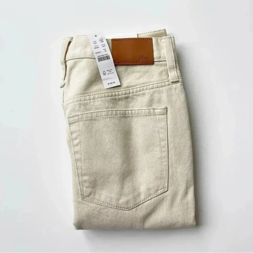 J. Crew Slouchy Boyfriend Jean in Ecru Natural 100% Cotton Size 24 NWT